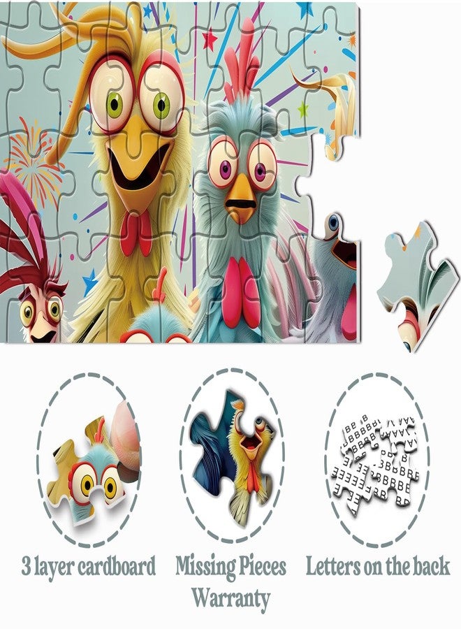 PPuzzling Thanksgiving Chicken Puzzles for Adults 1000 Pieces, Funny Chicken Family Jigsaw Puzzles, Colorful Winter Animal Puzzle as Home Decor - Image 5